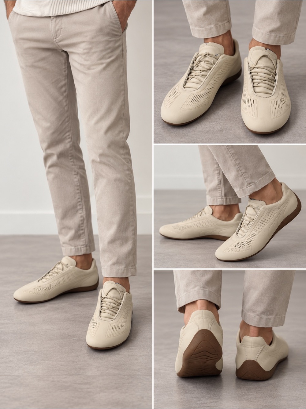 Puma Men's Beige Lace-Up Sneakers